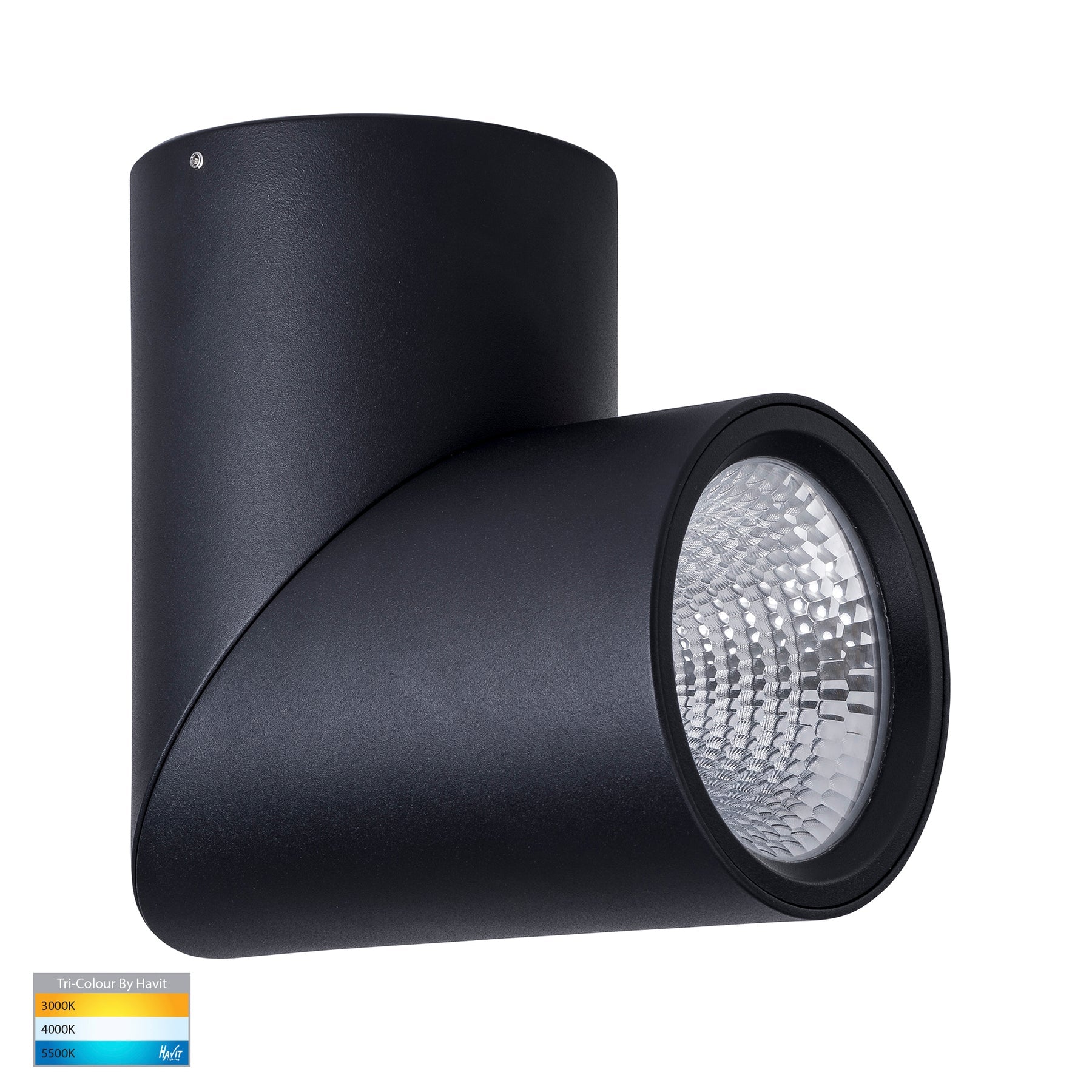 Nella Rotatable Surface Mounted LED Downlight Aluminium Black 12V 24W TRI Colour - HV5825T-BLK-12V