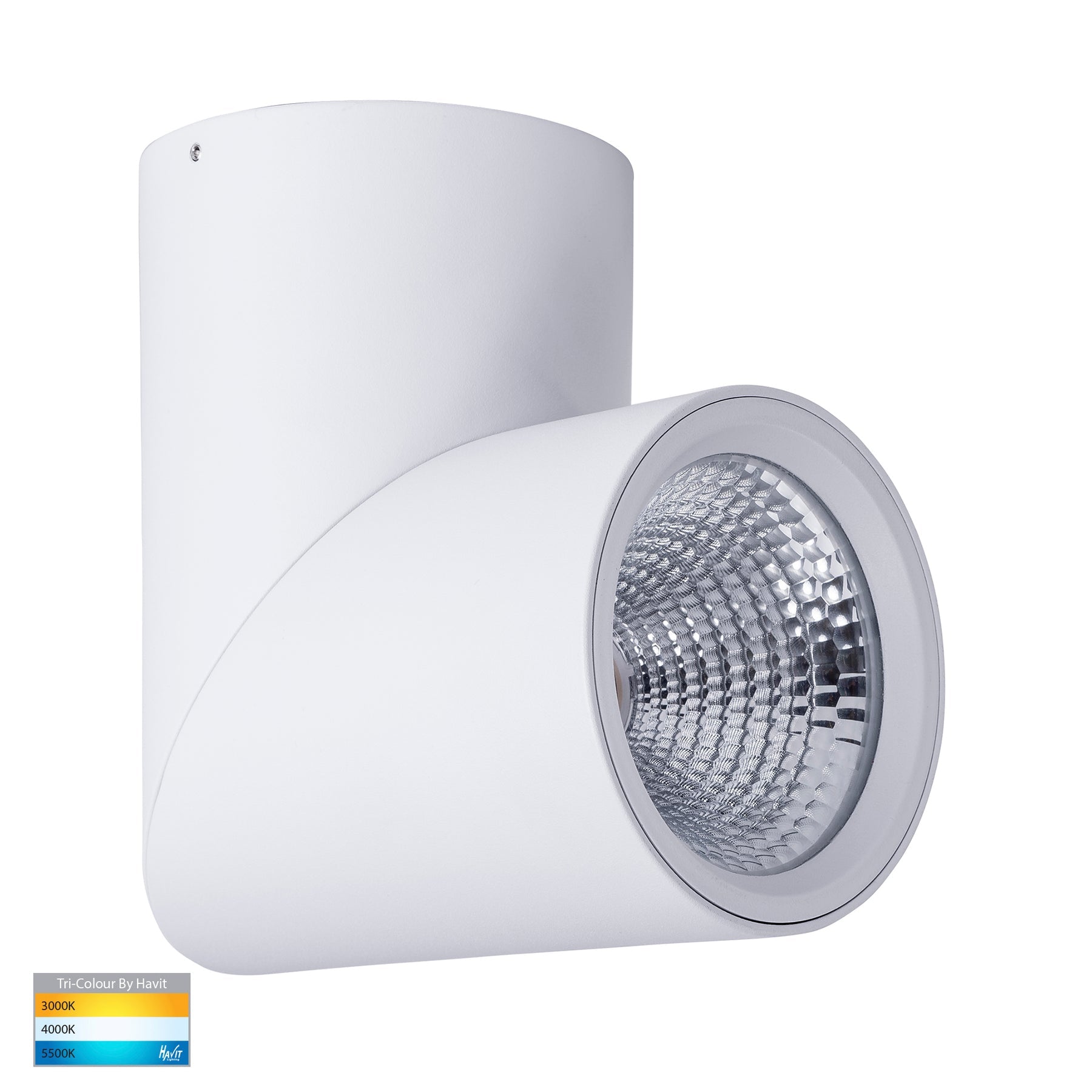 Nella Rotatable Surface Mounted LED Downlight Aluminium White 12V 24W TRI Colour - HV5825T-WHT-12V