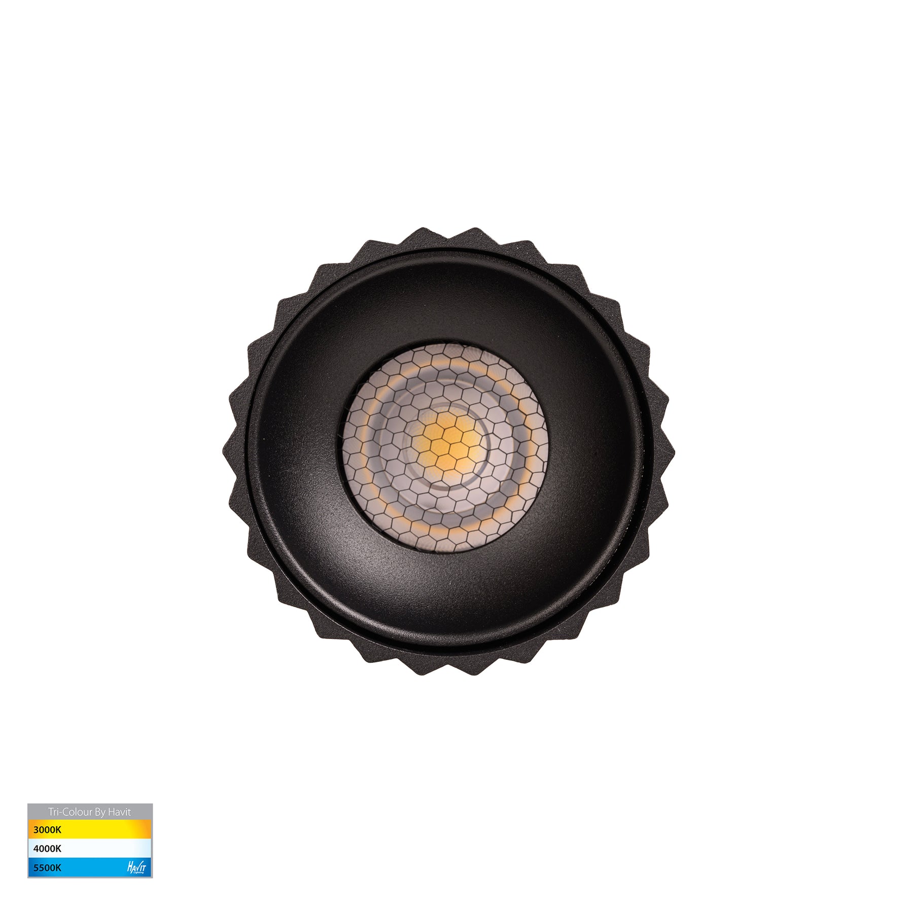 Nella 200mm LED Surface Mounted Round Downlight 12V 7W 5CCT Black - HV5851S-BLK-EXT-12V