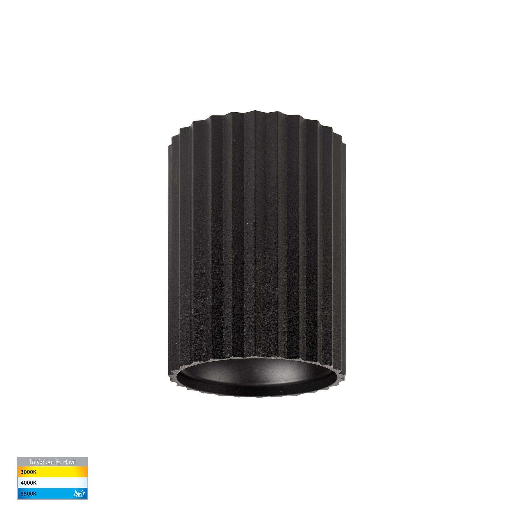 Nella 100mm LED Surface Mounted Round Downlight 240V 7W 5CCT Black - HV5851S-BLK