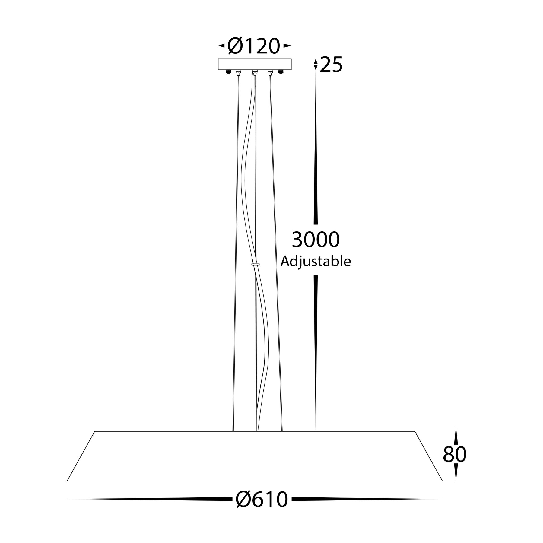 Noyer 610mm LED Pendant Light 50W 3CCT Walnut & White - HV5874T-PDT