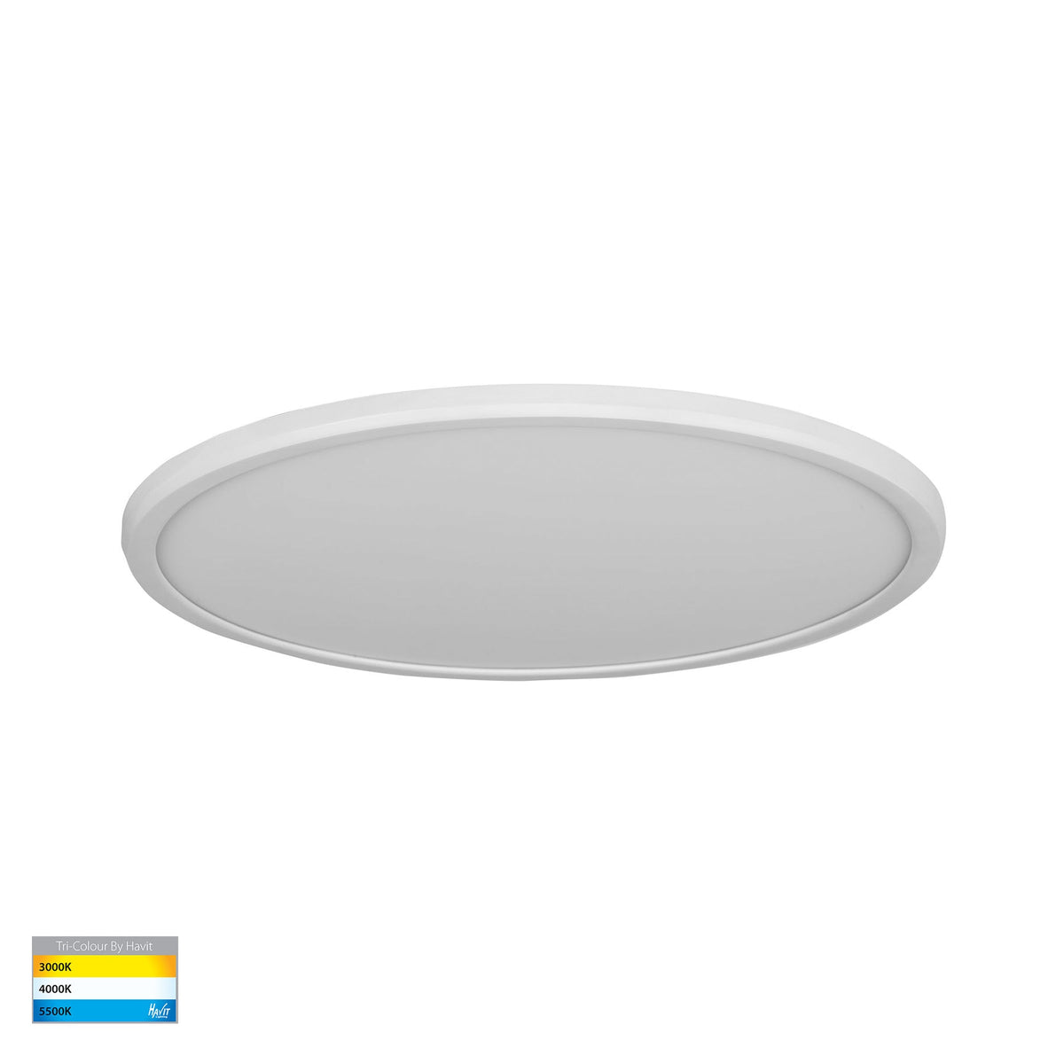 Slim 400mm Surface Mounted Slim Oyster Light 30W Tri Colour White - HV5878T-WHT-MSENS