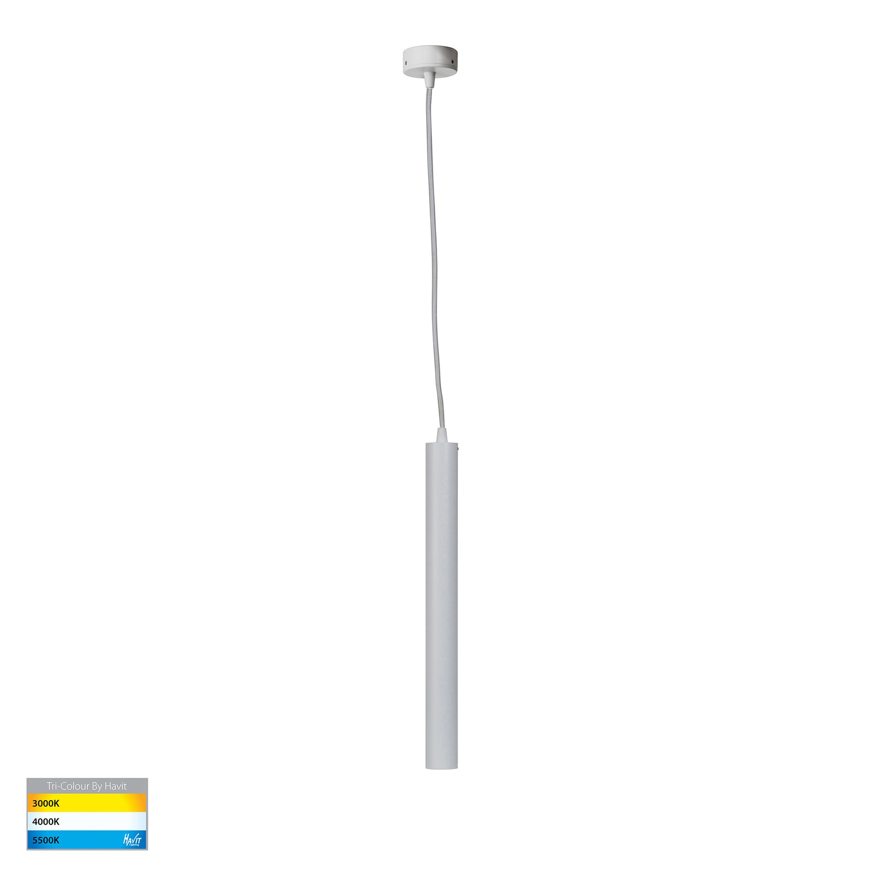 Henger Aluminium LED Pendent White 6W 240V TRI Colour - HV5898T-WHT