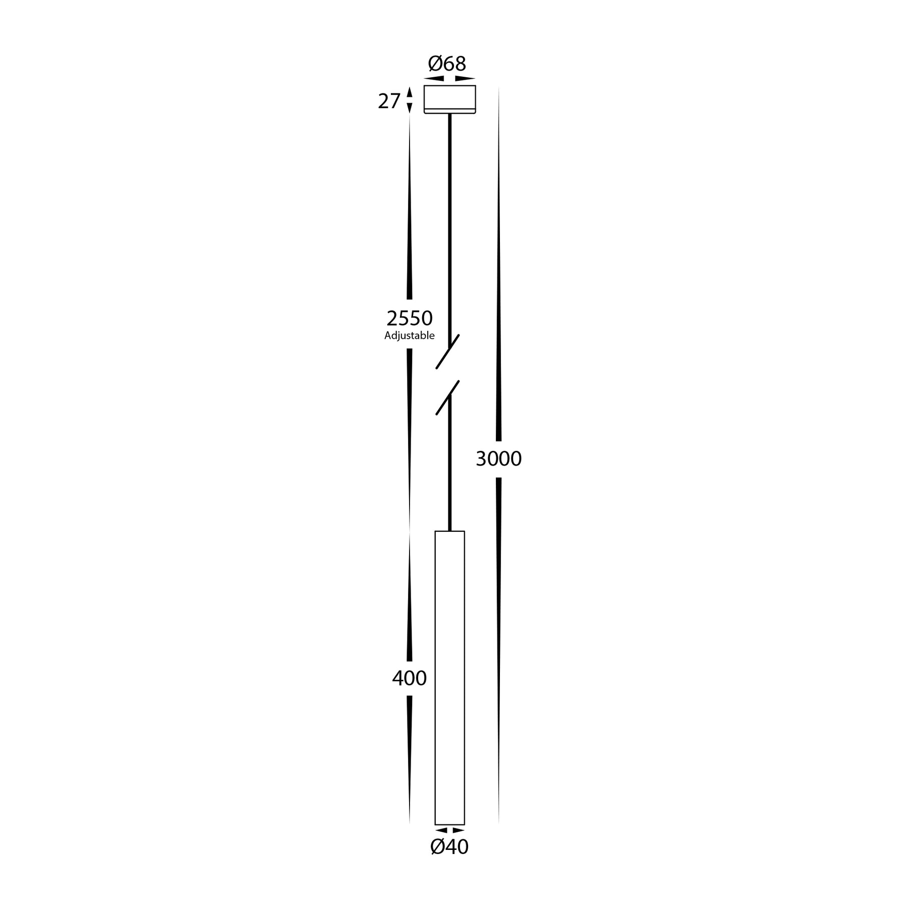 Henger Aluminium LED Pendent Black 6W 240V TRI Colour - HV5898T-BLK