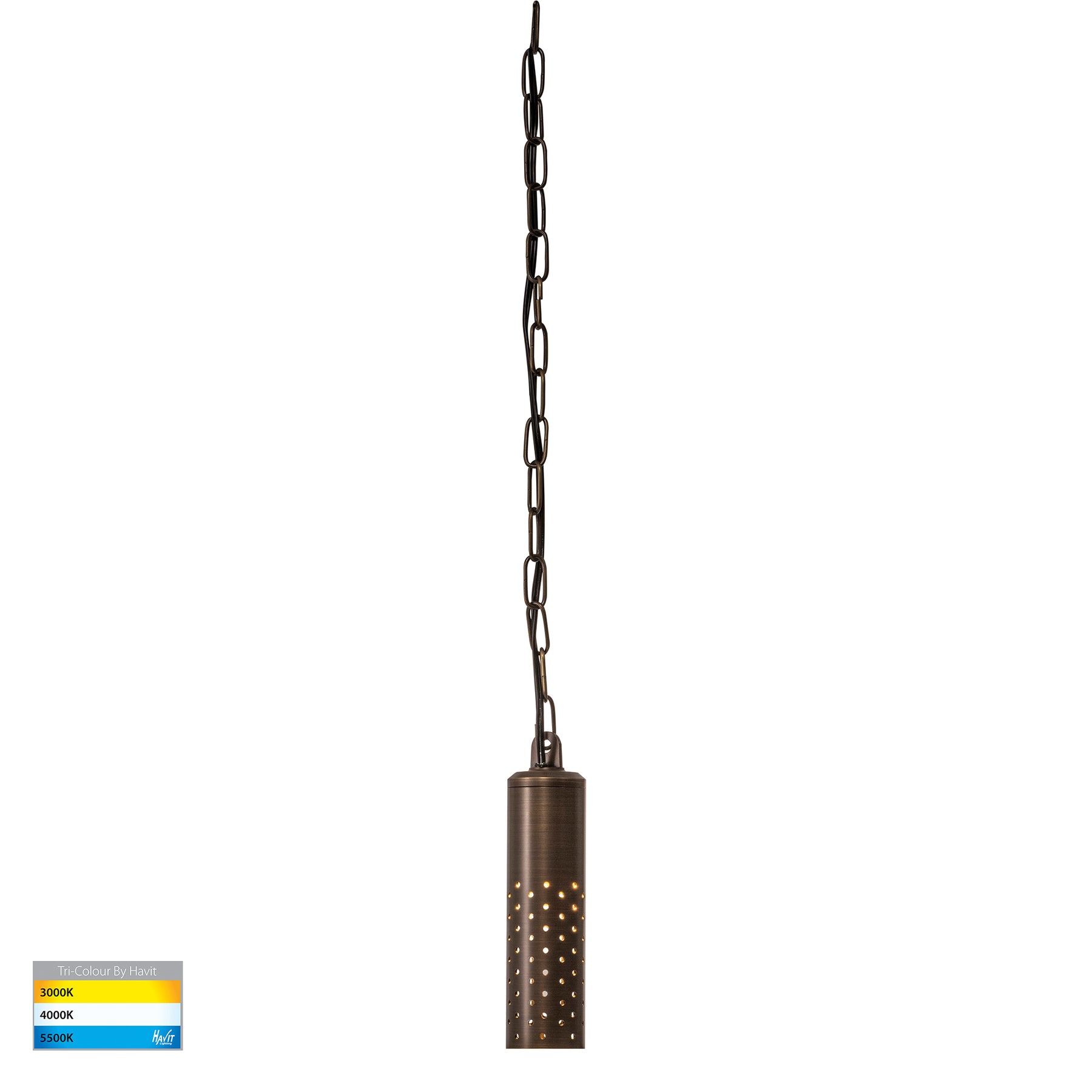 Willow Solid Brass LED Pendant Light Antique Brass Tri Colour - HV5901T-AB-240V