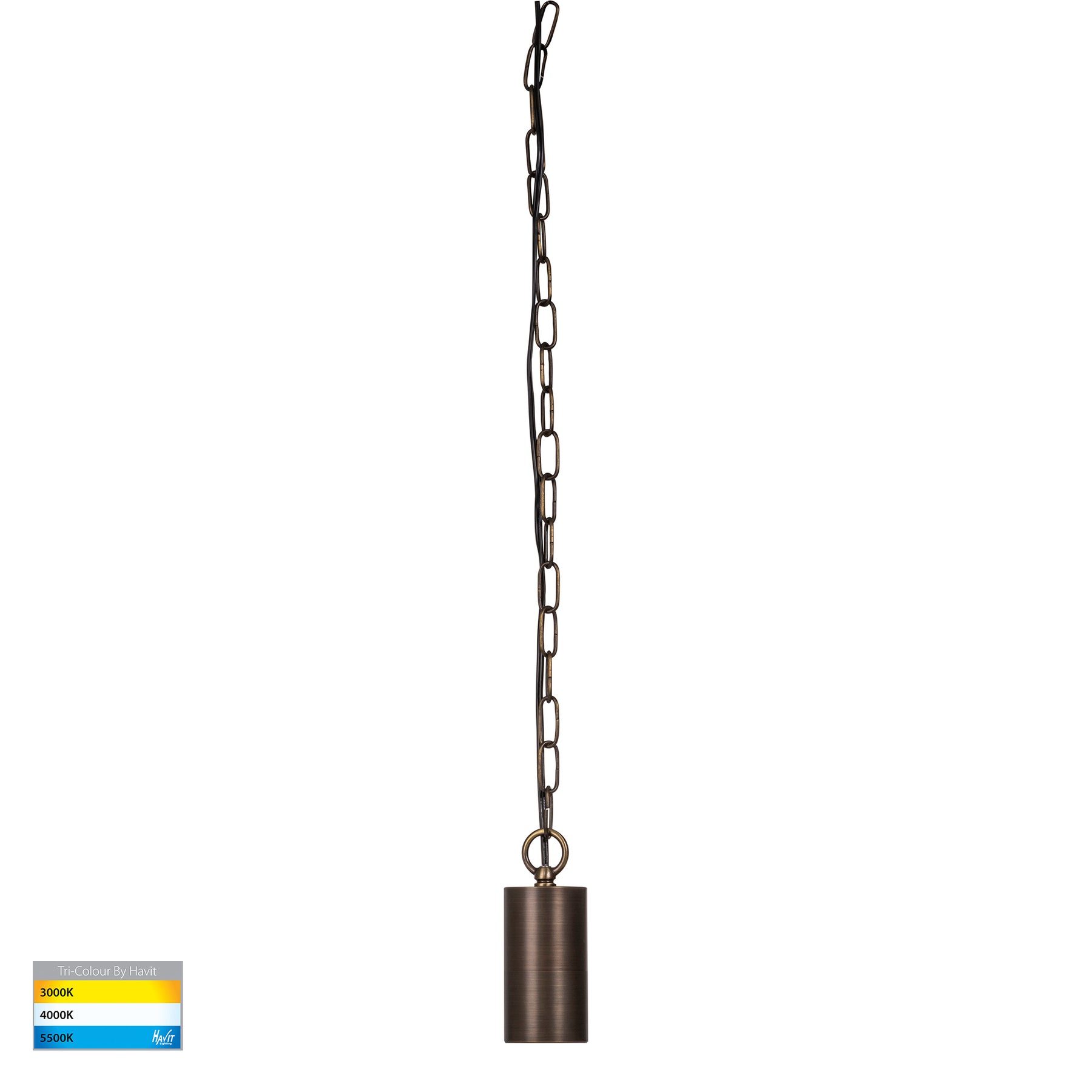 Tivah Solid Brass LED Pendant Light Antique Brass Tri Colour - HV5902T-AB-240V