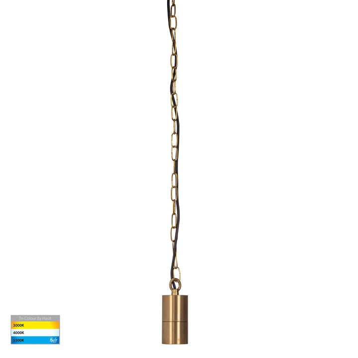 Tivah Solid Brass LED Pendant Light Brass Tri Colour - HV5902T-BR-240V