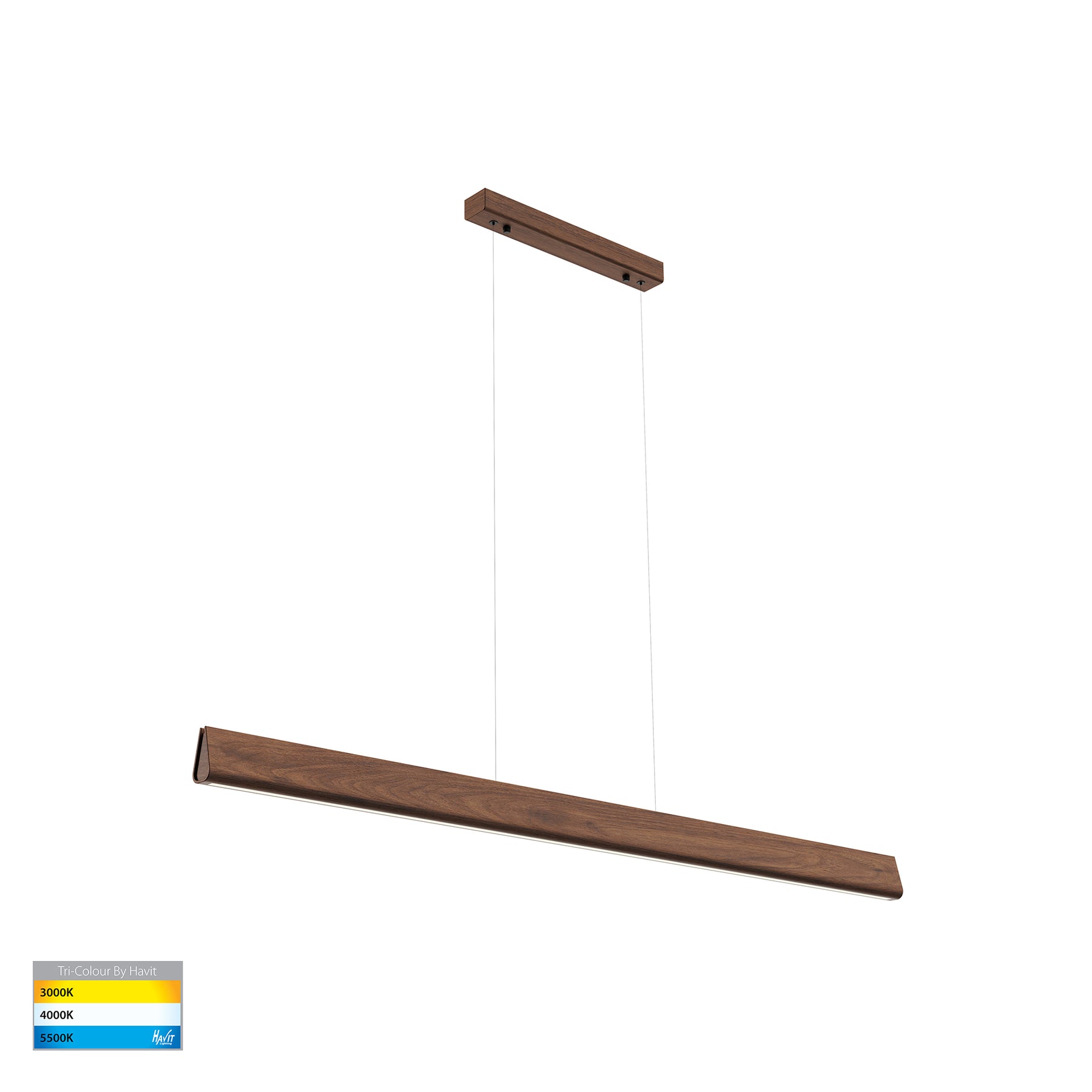 Opex LED 1200mm Linear Pendant 20W Tri Colour Walnut - HV6013T