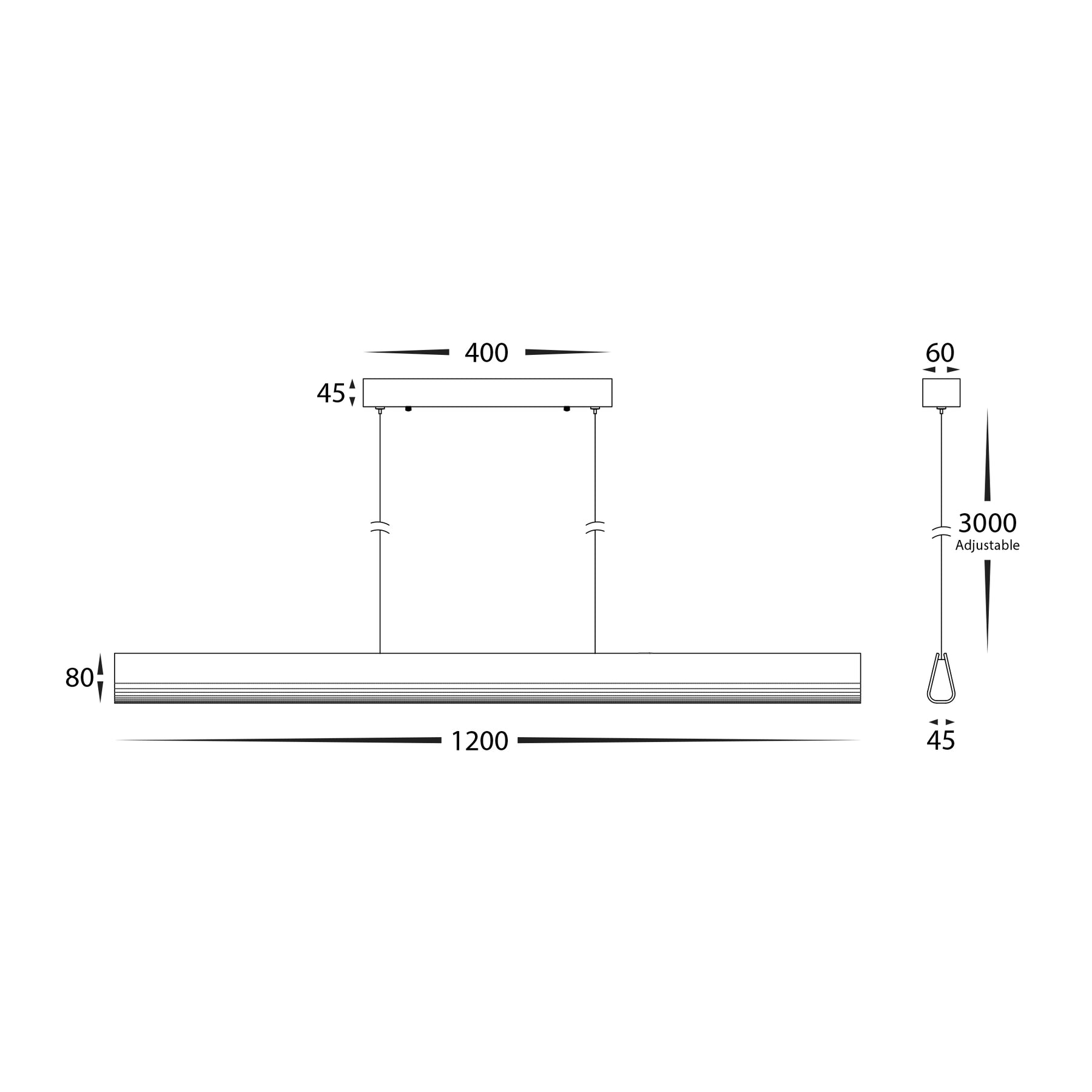 Opex LED 1200mm Linear Pendant 20W Tri Colour Walnut - HV6013T