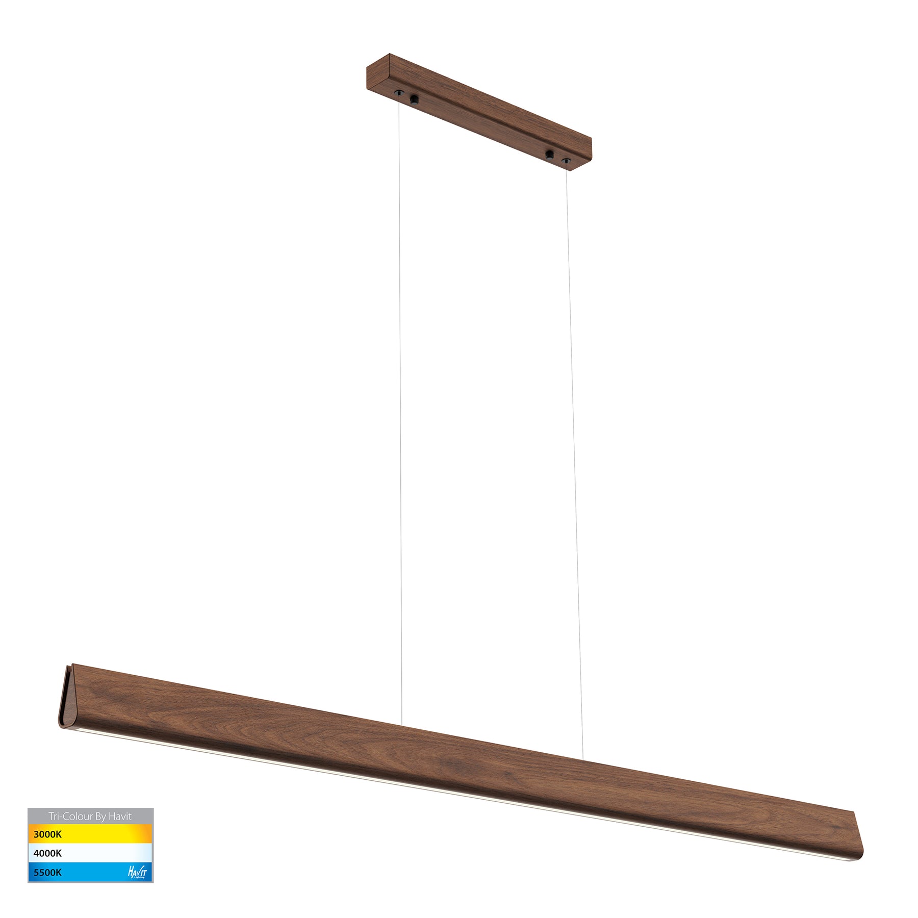 Opex LED 1800mm Linear Pendant 28W Tri Colour Walnut - HV6014T