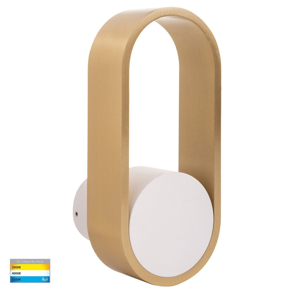 Buy Wall Sconce Australia Ovale LED Wall Sconce Brass / White 3CCT - HV8080T-WHTBR