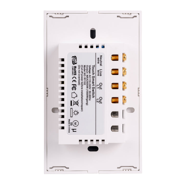 Wifi Two Gang Wall Switch White - HV9110-2