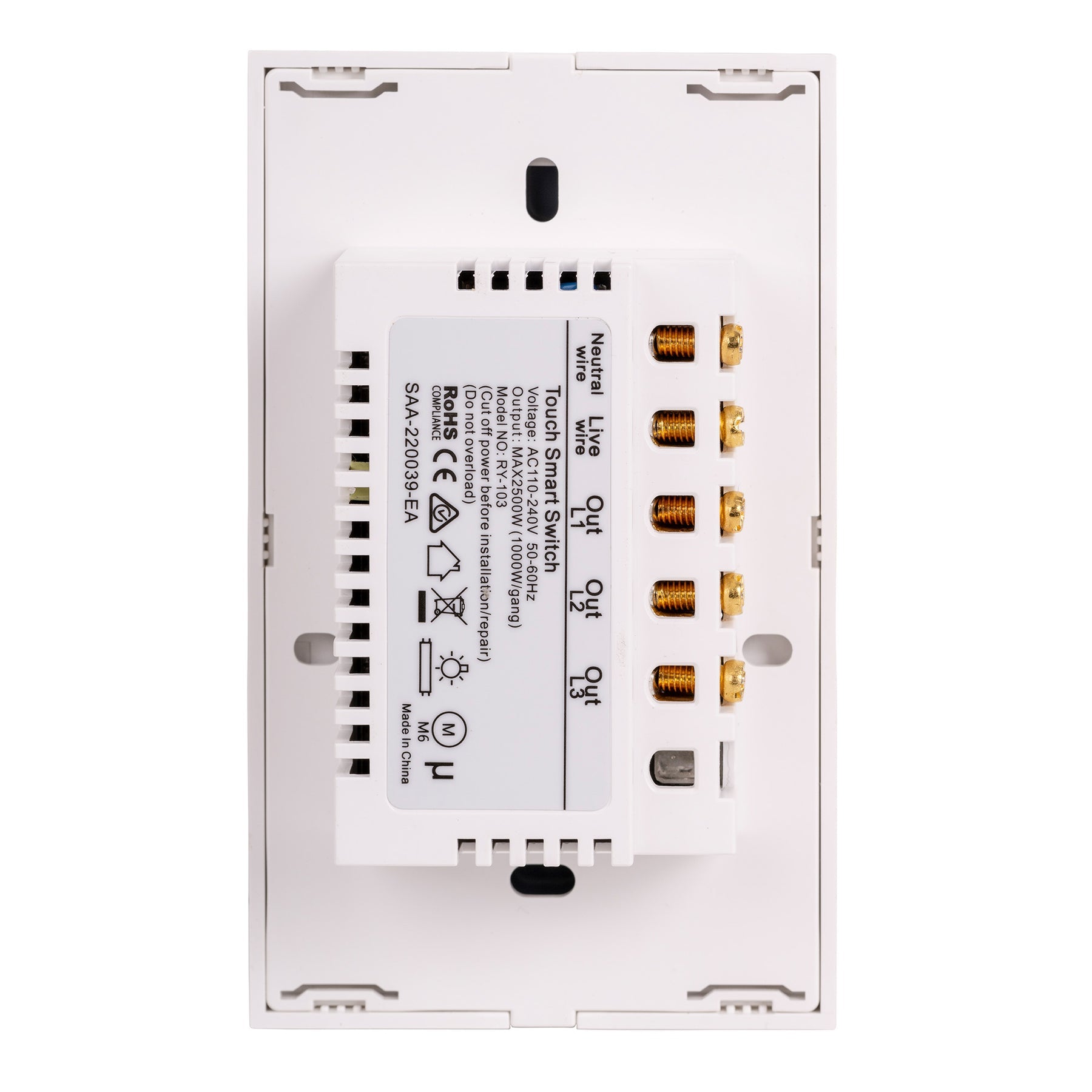 Wifi Three Gang Wall Switch White - HV9110-3