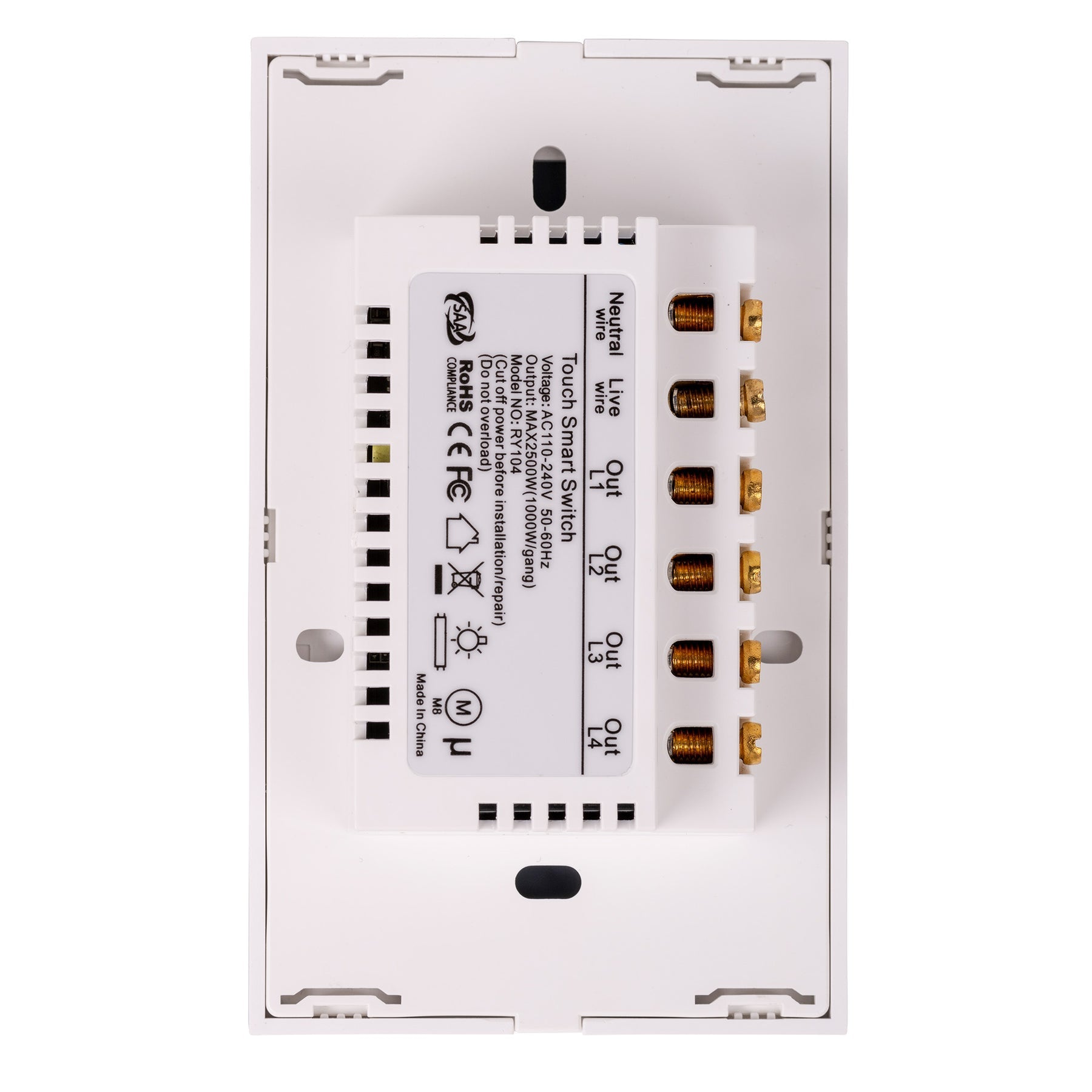 Wifi Four Gang Wall Switch White - HV9110-4