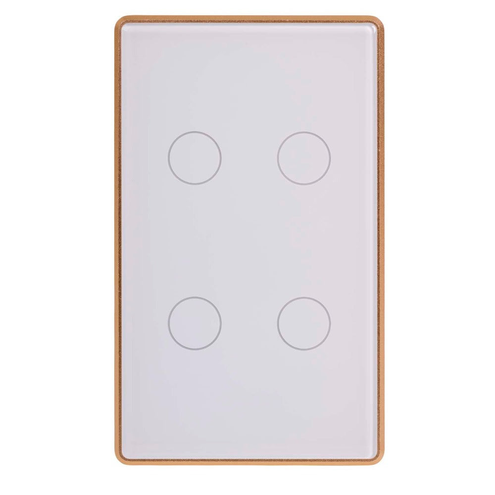 Wifi 4 Gang Wall Switch White With Gold Trim - HV9120-4