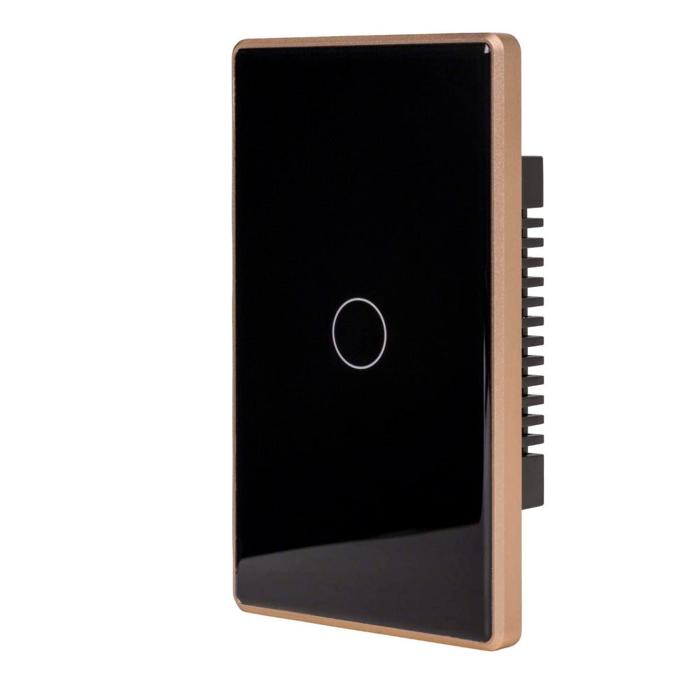 Wifi Single Gang Wall Switch Black with Gold Trim - HV9220-1