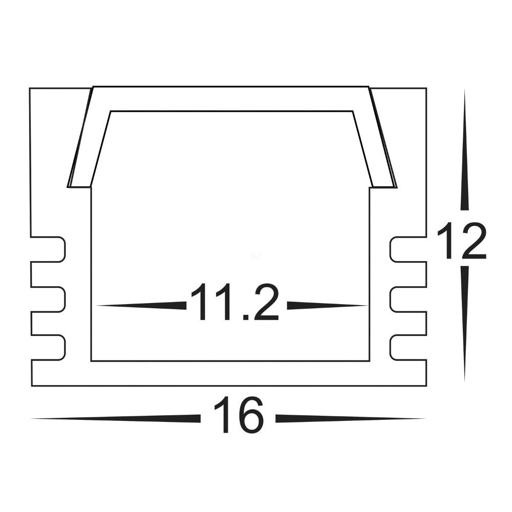Surface Mounted Square LED Profile Black - HV9693-1612-BLK