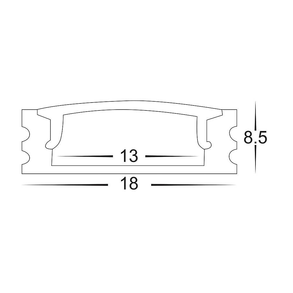 Buy Strip Light Profiles Australia Surface Mounted Shallow Square Aluminium Profile 18mm Silver 3 Metre - HV9693-1707-3M