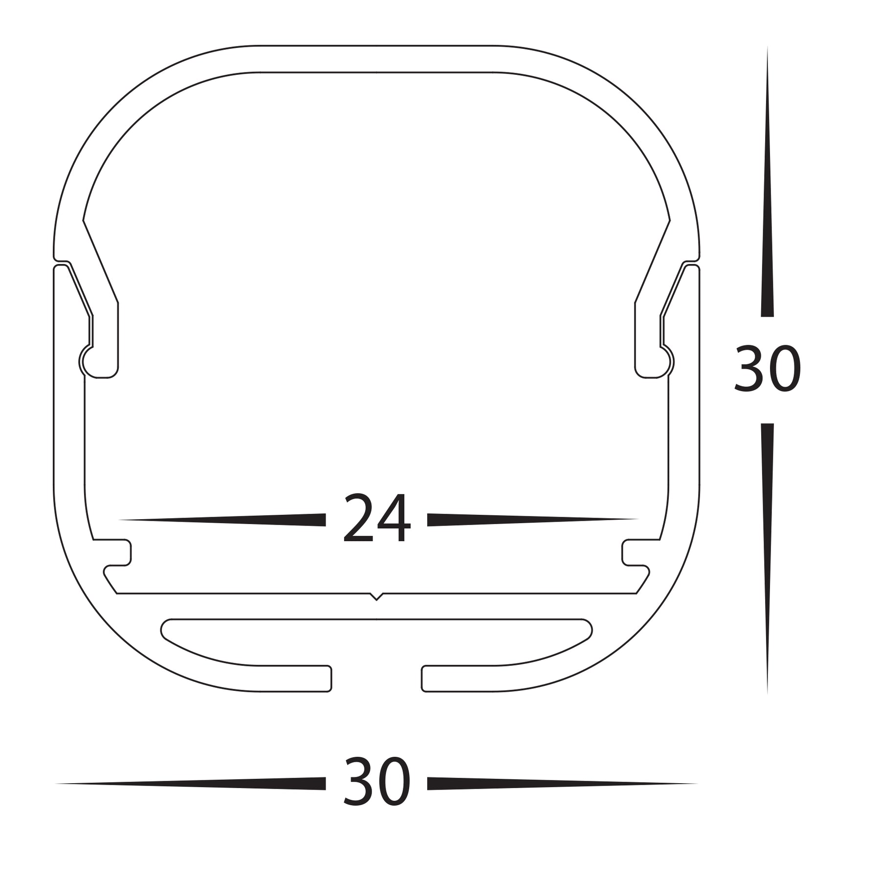 Aluminium Profile with Rounded Diffuser Silver 1 Meter- HV9693-3030