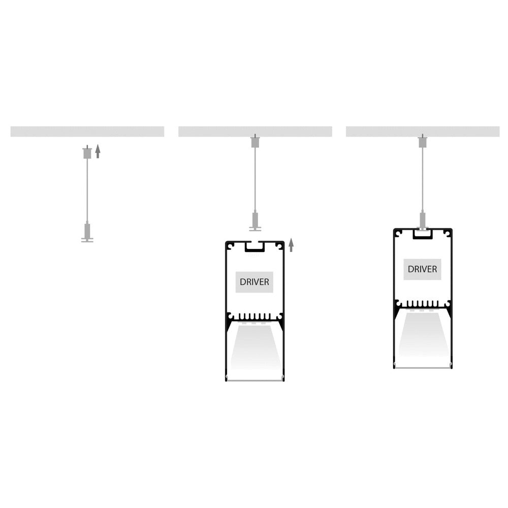 Buy Strip Light Profiles Australia Strip Light Deep Square Profile W38mm With Standard Diffuser Silver - HV9693-3890