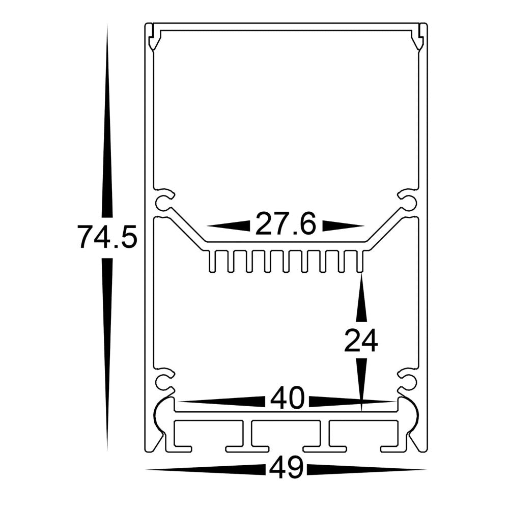 Buy Strip Light Profiles Australia Strip Light Deep Square Profile W49mm With Standard Diffuser Silver 3 Meter - HV9693-4975-3M