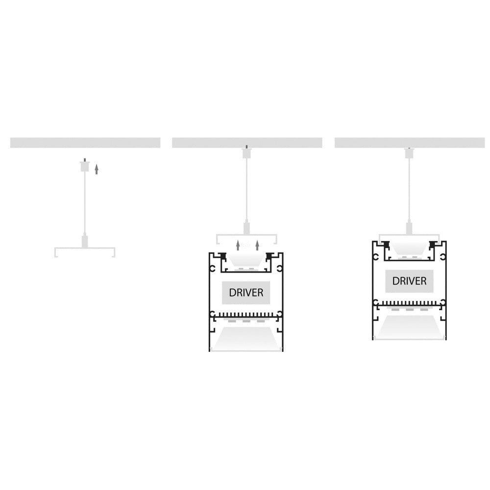 Buy Strip Light Profiles Australia Deep Large Square Up / Down Profile W60mm With Standard Diffuser Silver - HV9693-6080