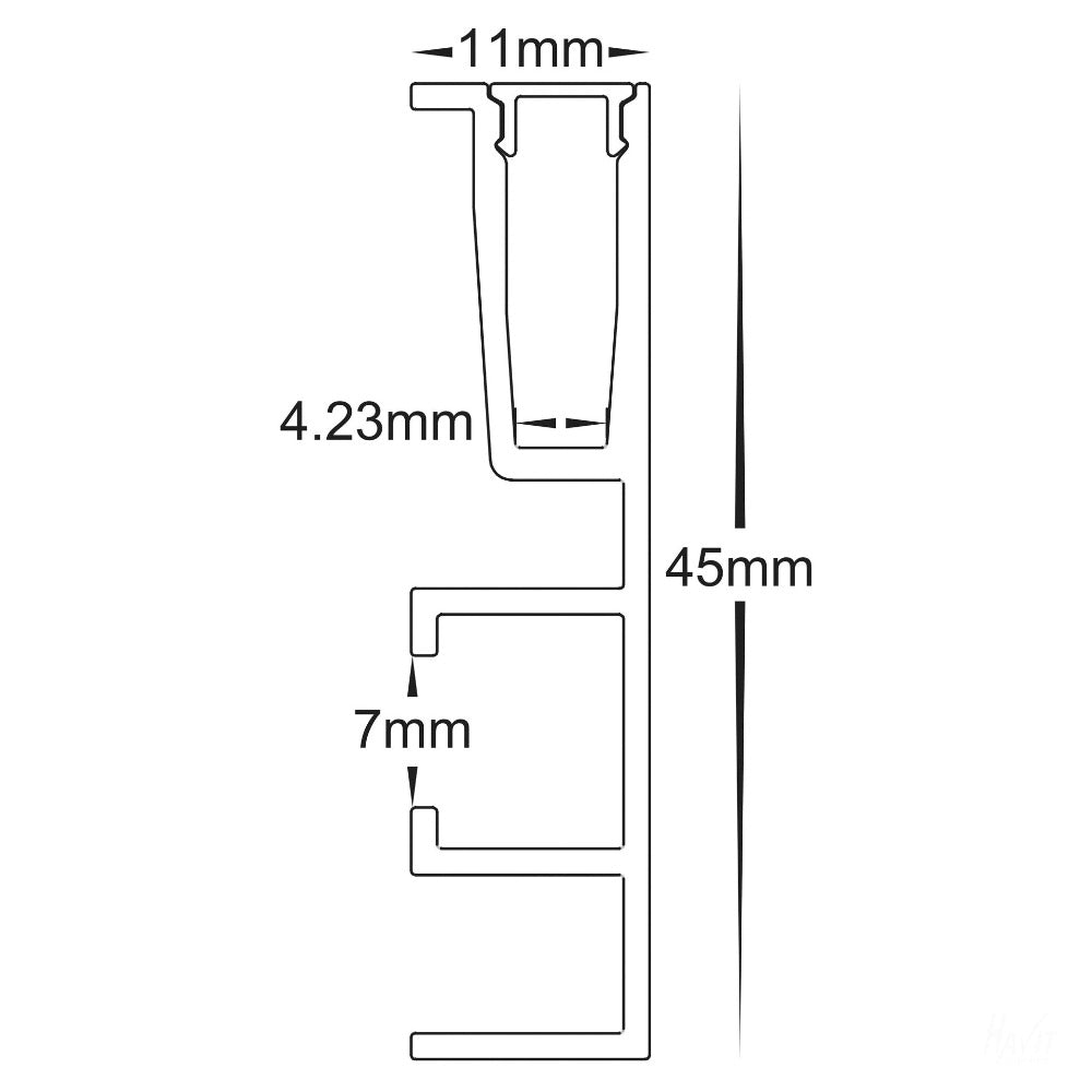 Buy Strip Light Profiles Australia Side Mounted Profile 3M Black - HV9694-1145-BLK-3M