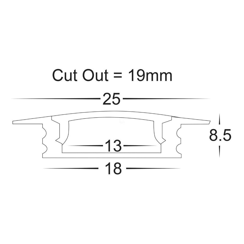 Buy Strip Light Profiles Australia Shallow Square Winged Profile W25mm 3M Silver - HV9695-2507-3M