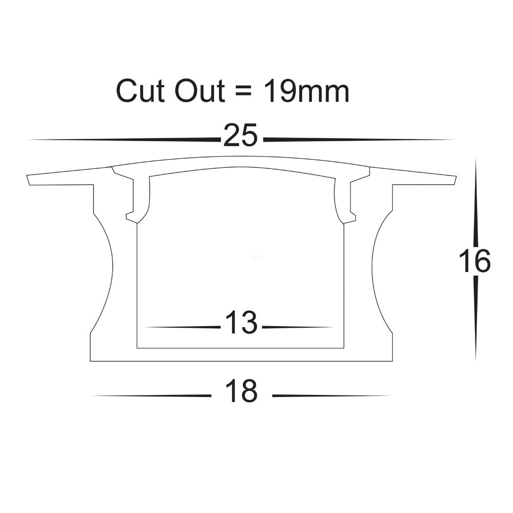 Buy Strip Light Profiles Australia Deep Square Winged Profile W25mm White - HV9695-2515-WHT