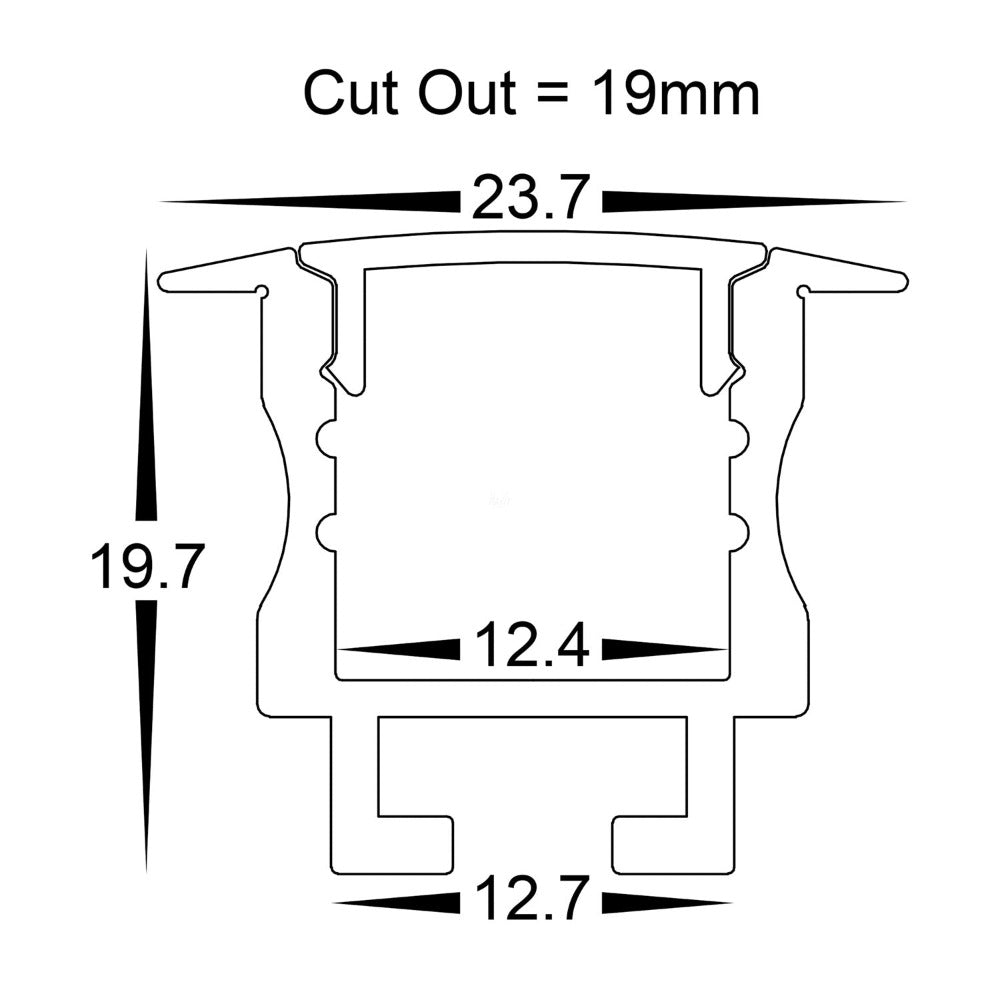 Buy Strip Light Profiles Australia Deep Recessed Square Winged Profile 3M Silver - HV9695-2520-3M