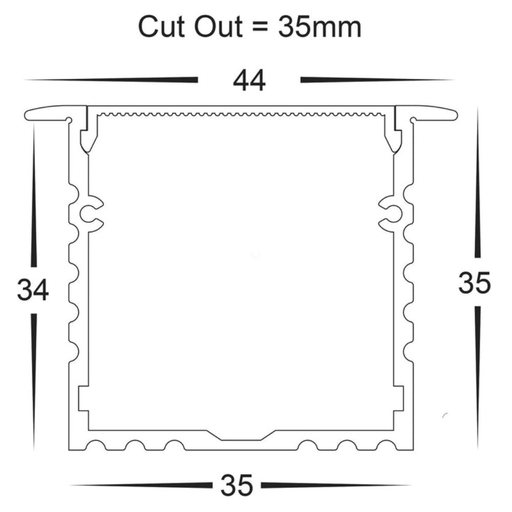 Buy Strip Light Profiles Australia Deep Square Winged Profile W44mm 3M Silver - HV9695-4435-3M