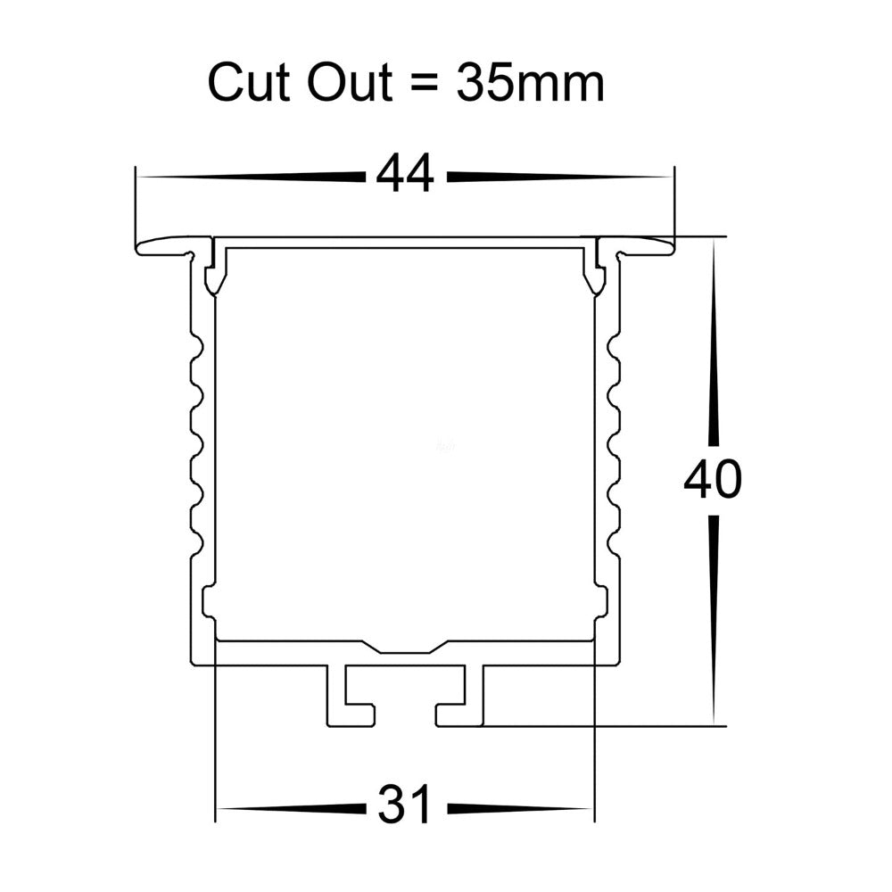 Buy Strip Light Profiles Australia Deep Square Recessed Winged Profile W44mm Silver - HV9695-4540