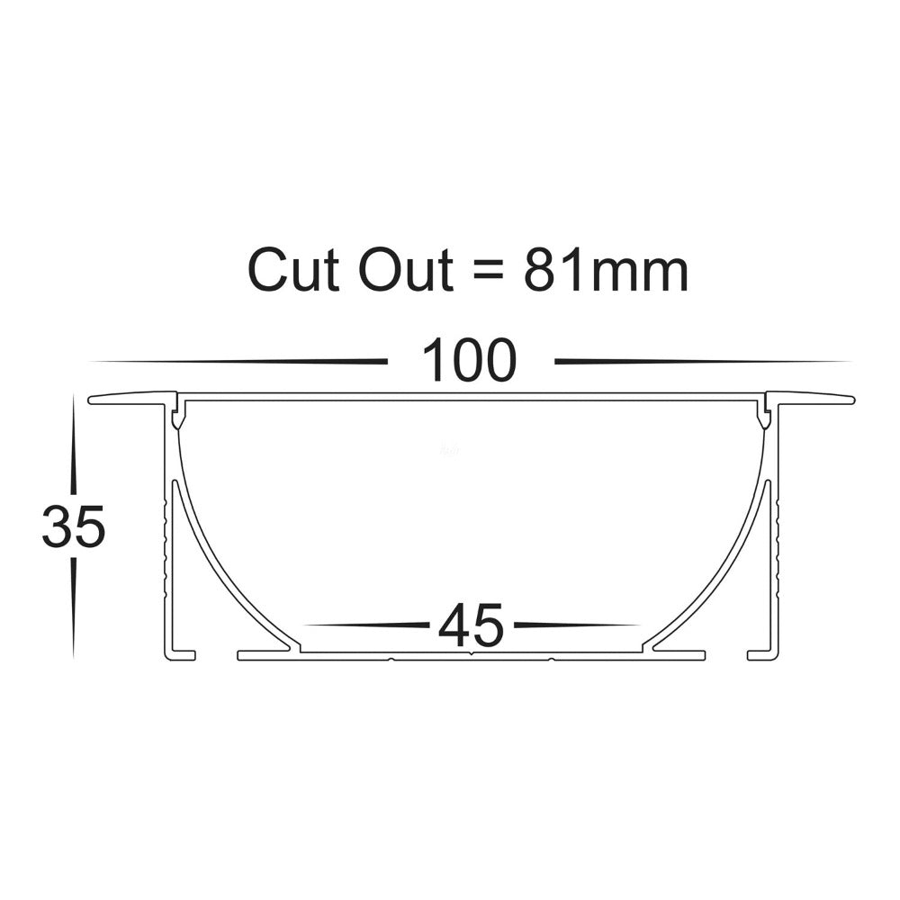 Buy Strip Light Profiles Australia Large Deep Square Winged Profile W100mm 3M Silver - HV9695-9835-3M