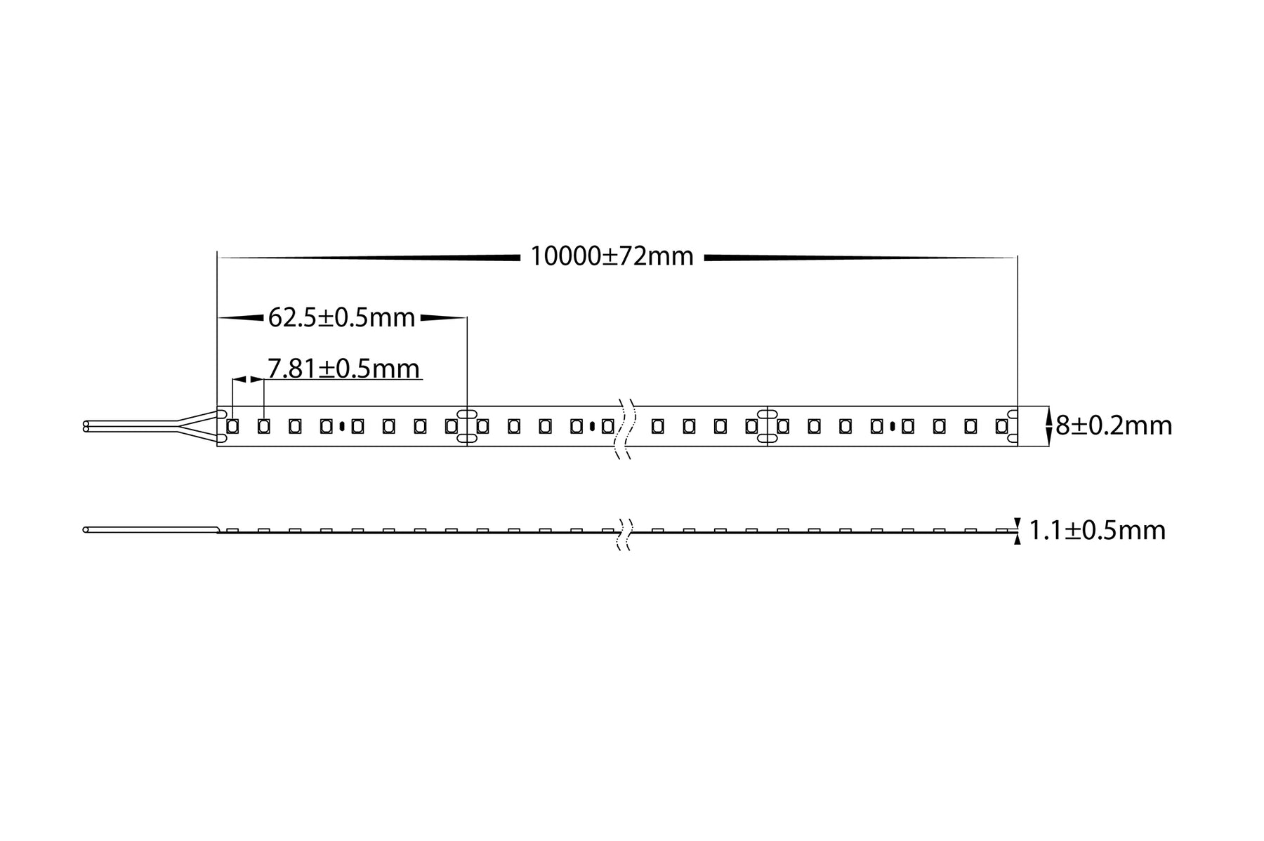 9.6w 24v DC IP20 LED Strip 4000k 1 Meter - HV9722-IP20-128-4K