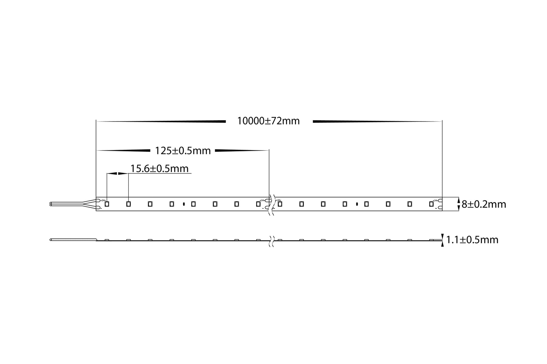 4.8W 24V DC IP20 Long Run LED Strip 3000K 30 Metre - HV9722-IP20-64-3K-30M