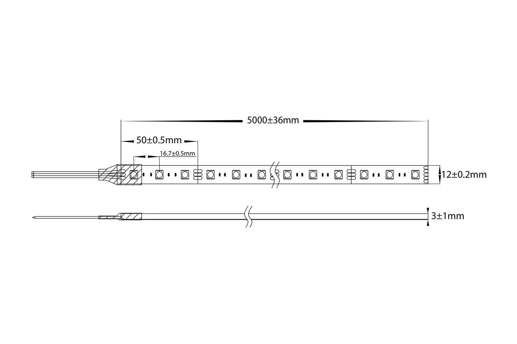 8W 12V DC IP54 LED Strip Chasing RGB 5 Meter - HV9750-IP54-60-CHRGB-5M