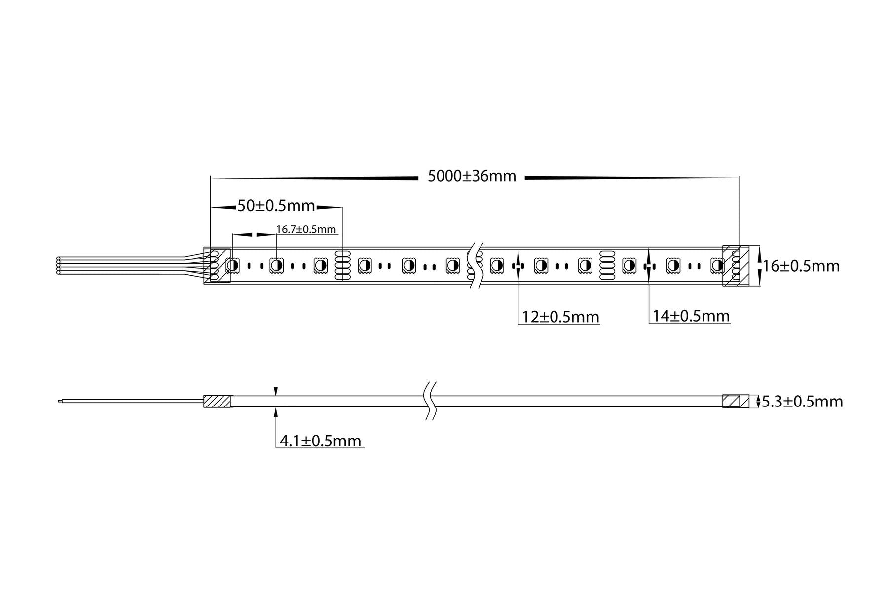 14.4W 12V DC IP67 LED Strip RGBC 10 Metre - HV9751-IP67-60-RGBC-10M