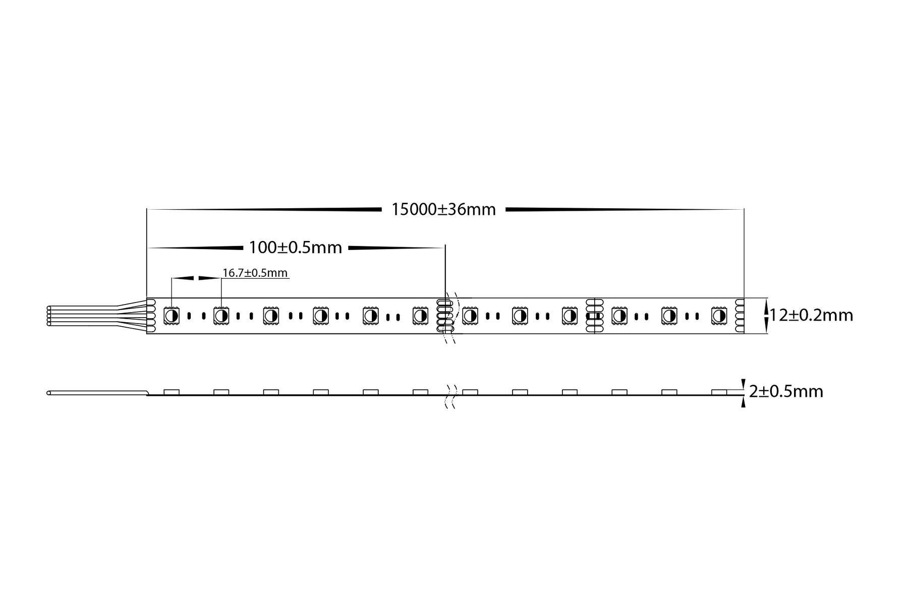 11W 24V DC IP20 Long Run LED Strip RGBW 60 Meter - HV9753-IP20-60-RGBW