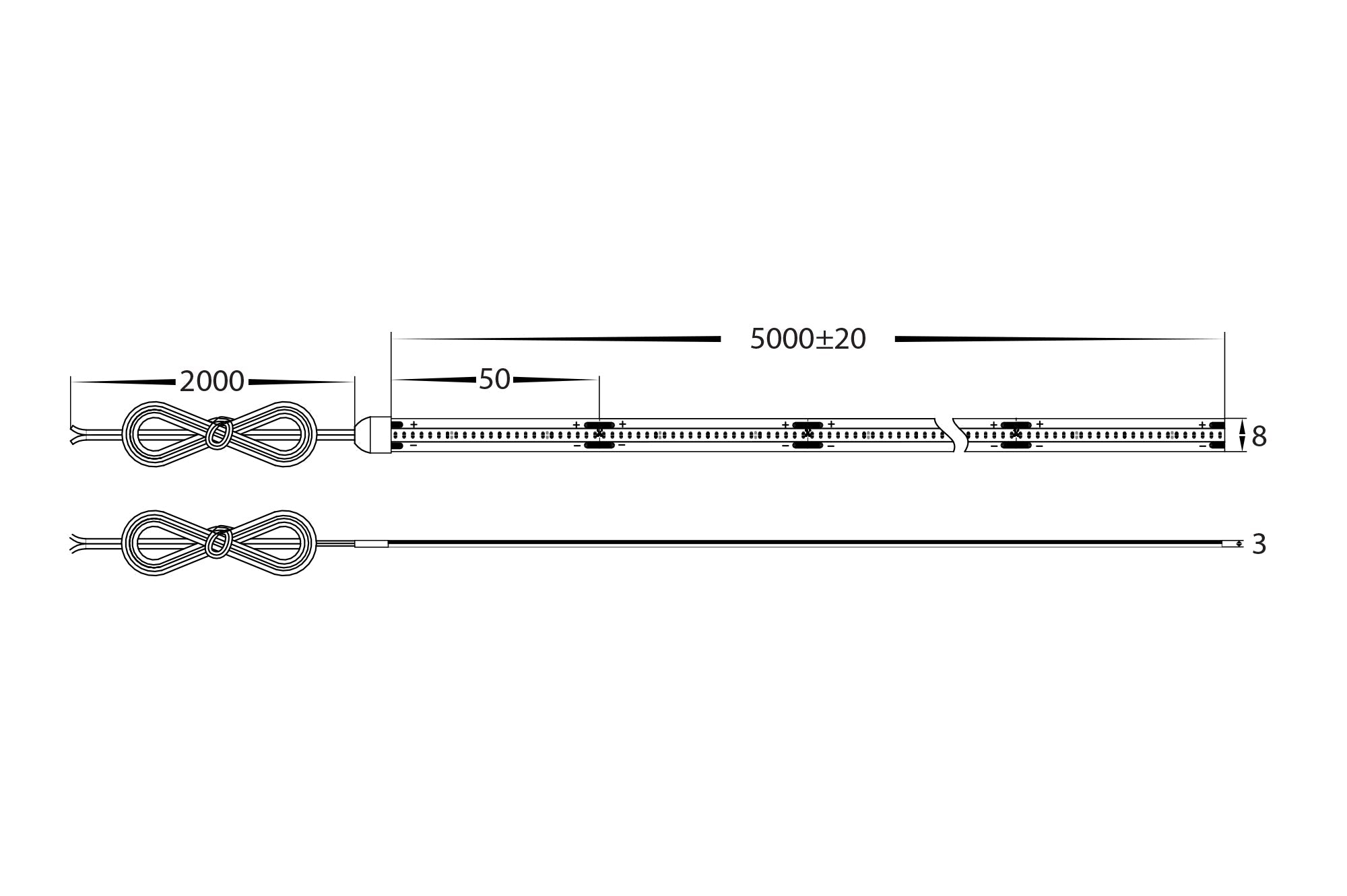 LED Strip Light 24V DC 10W L1m IP54 3000K - HV9762-IP54-320-3K