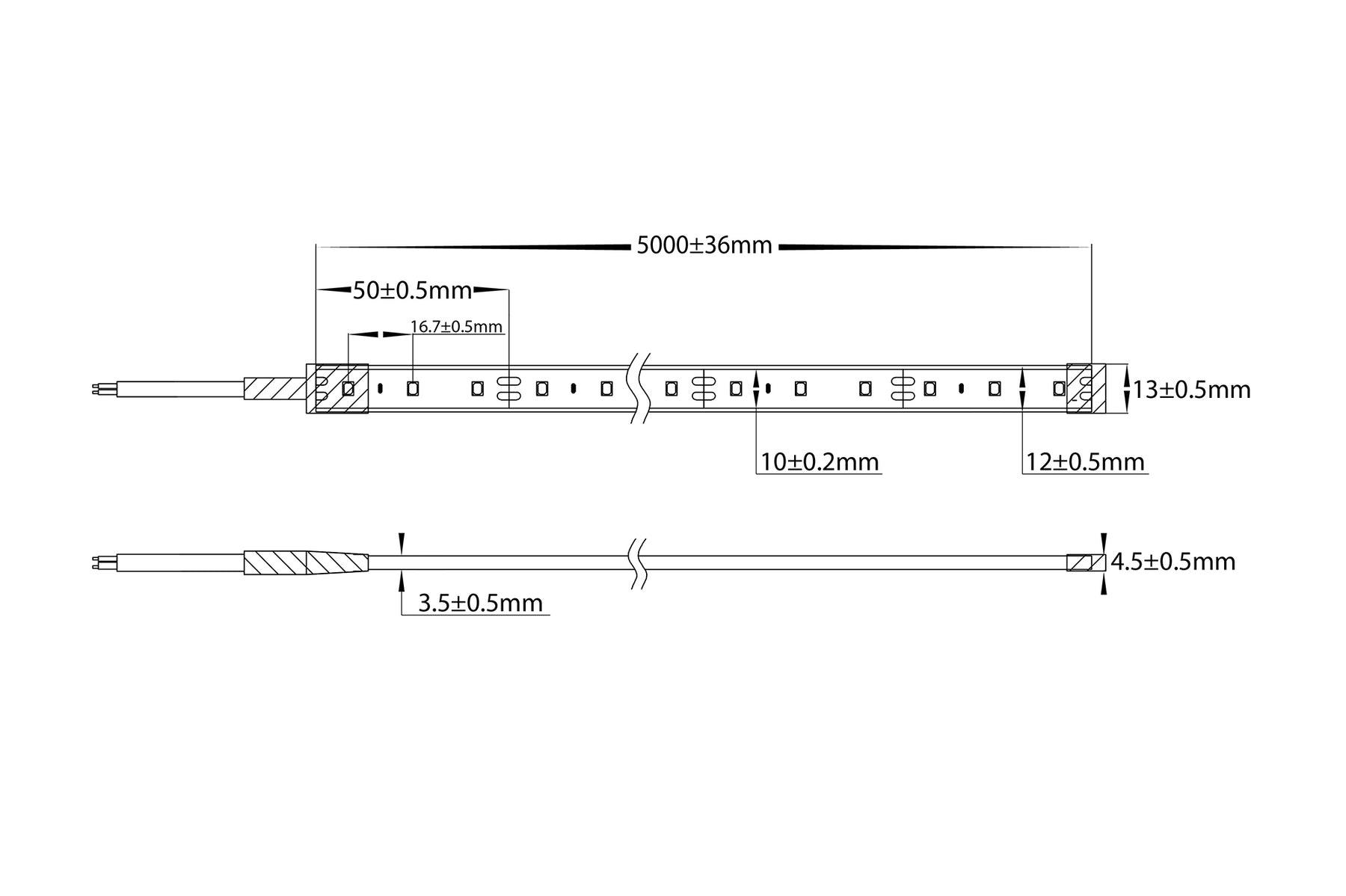 14.4W 12V DC IP67 LED Strip 5500K 10 Meter - HV9783-IP67-60-5K-10M