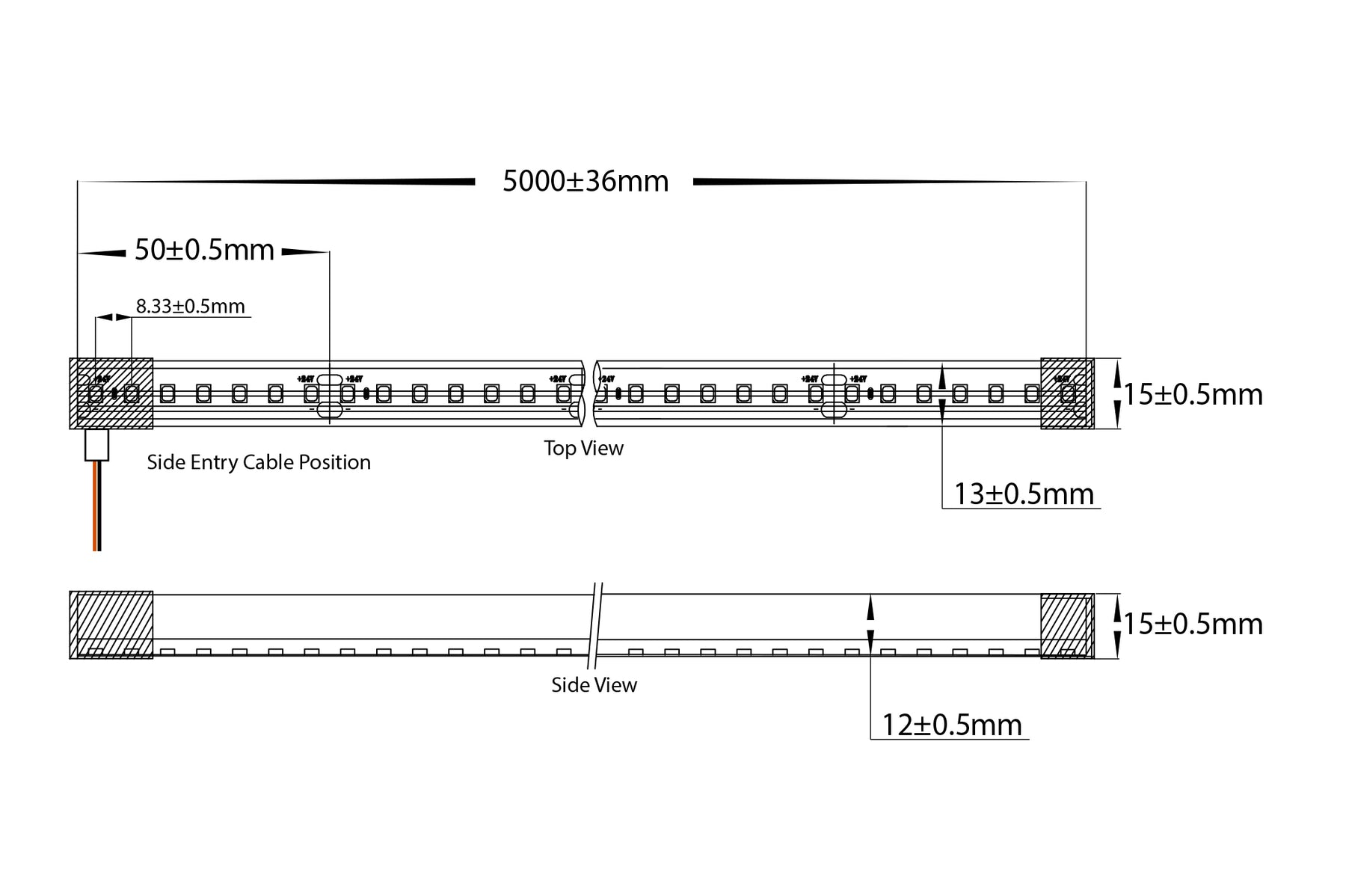 14.4W 24V DC IP67 Top Bend Single Colour Haviflex Flexible LED Strip 5500K 20 Metre - HV9796-IP67-200-5K-20M