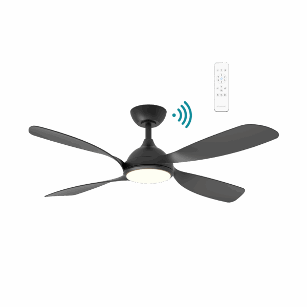 Hampton DC Ceiling Fan With LED Light 52" 4 Blade Matt Black With WIFI Remote - MHDC1343M