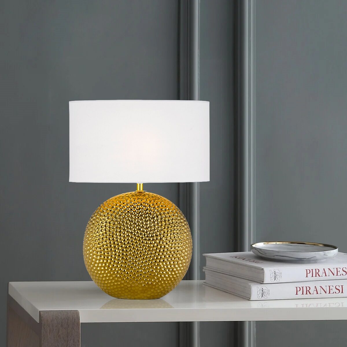 Icaria Table Lamp Gold Base With White Shade - ICARIA TL-GDWH