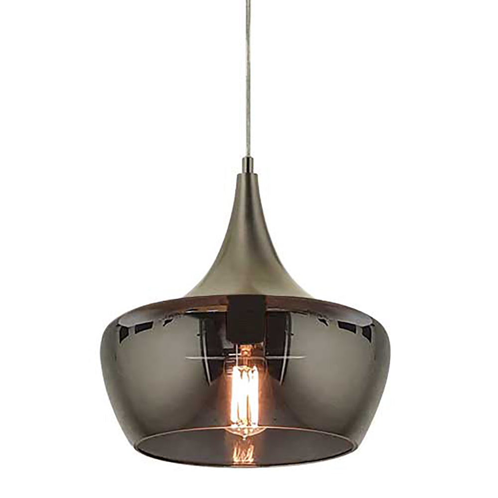 Landy 1 Light Pendant 300mm Nickel & Smoke - LANDY PE30-NKSM