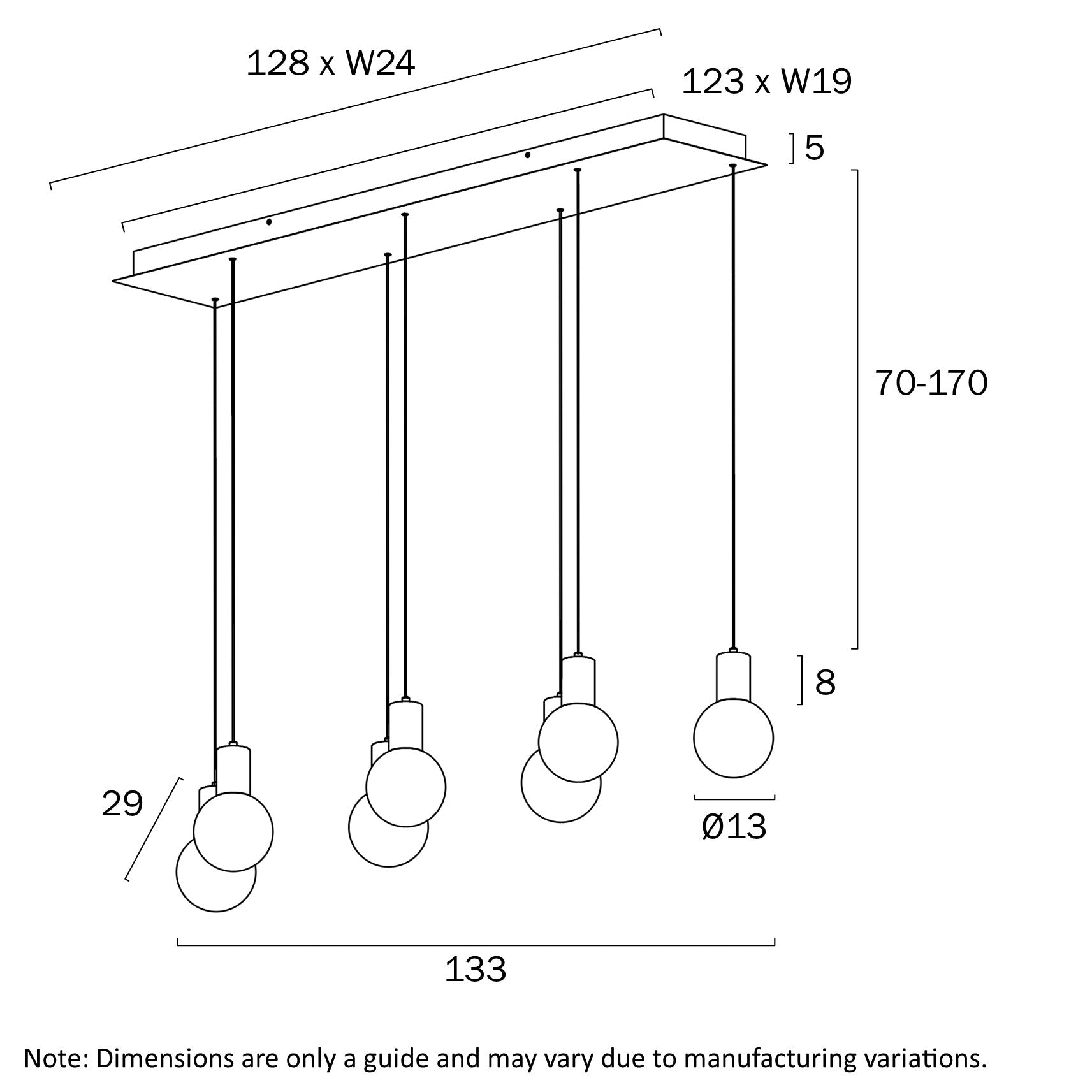 Invar LED Island Pendant 40W 4000K Black & Nickel Matt - INVAR PE7B-NKCL
