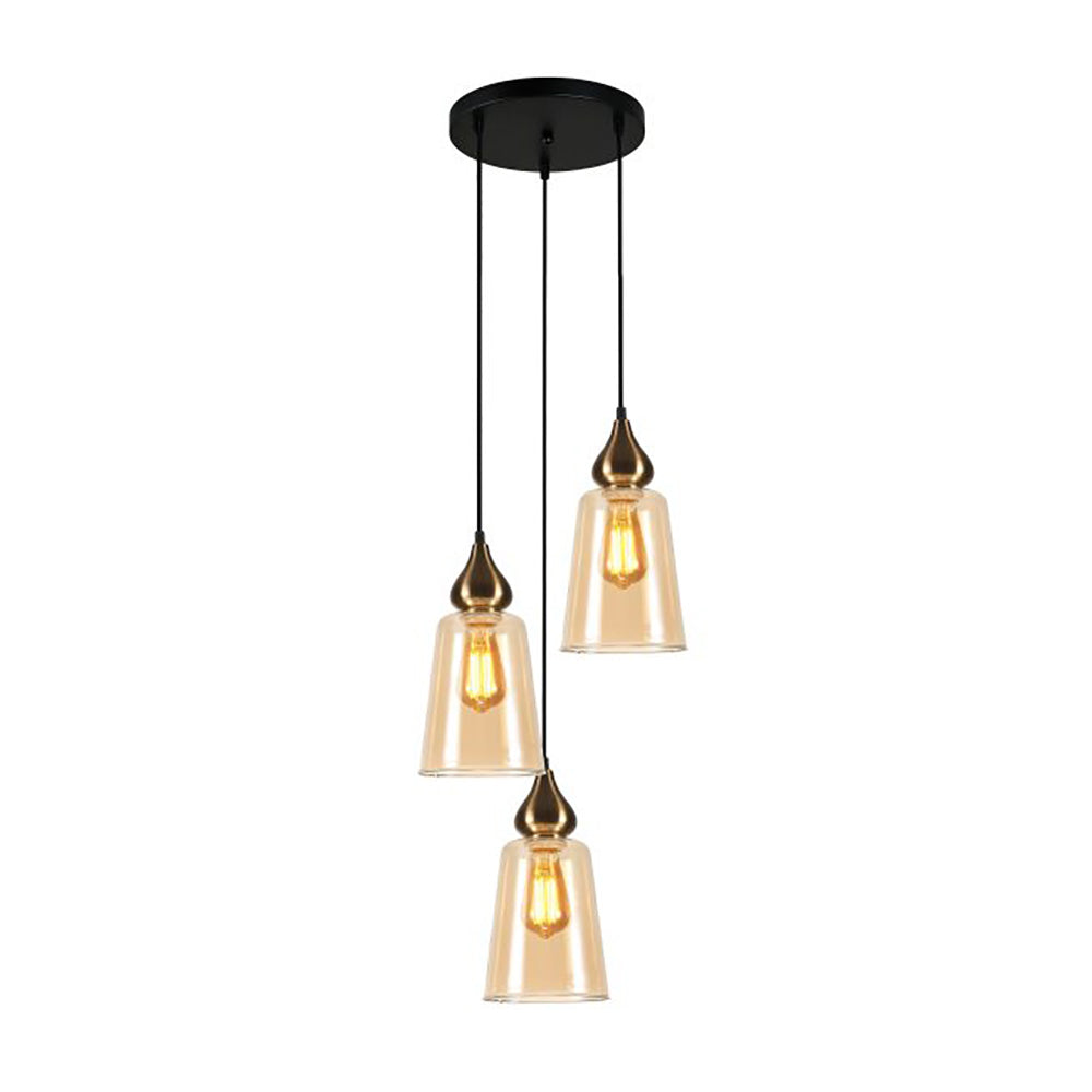 Buy Cluster Pendants Australia Interior Ellipse Glass Shape 3 Light Cluster Pendant Bronze Amber - JEREZ1X3R