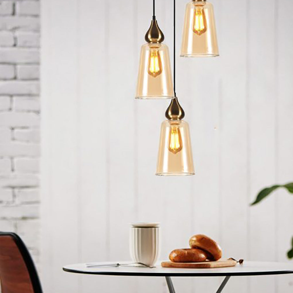 Buy Cluster Pendants Australia Interior Ellipse Glass Shape 3 Light Cluster Pendant Bronze Amber - JEREZ1X3R