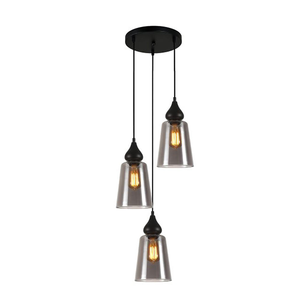 Buy Cluster Pendants Australia Interior Ellipse Glass Shape 3 Light Cluster Pendant Black Smoke - JEREZ2X3R