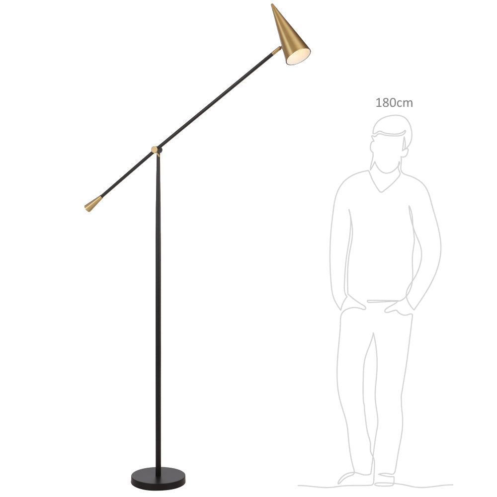 Jibara Floor Lamp Black & Brass - JIBARA FL-BKBRS