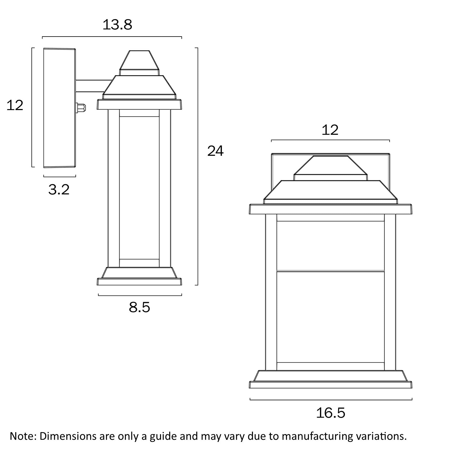Jovaro 240mm LED Wall Light 12W 3000K Black - JOVARO EX24-BK